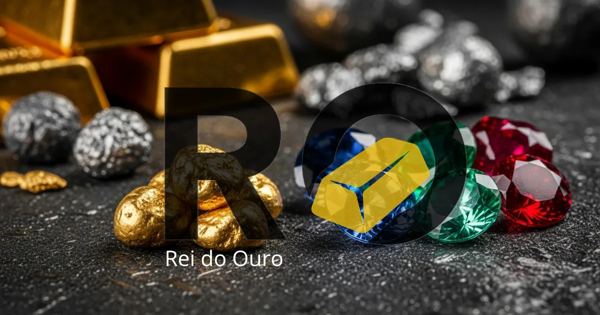 Pepitas de ouro, barras e pedras preciosas ilustrando o valor do grama do ouro no blog Rei do Ouro
