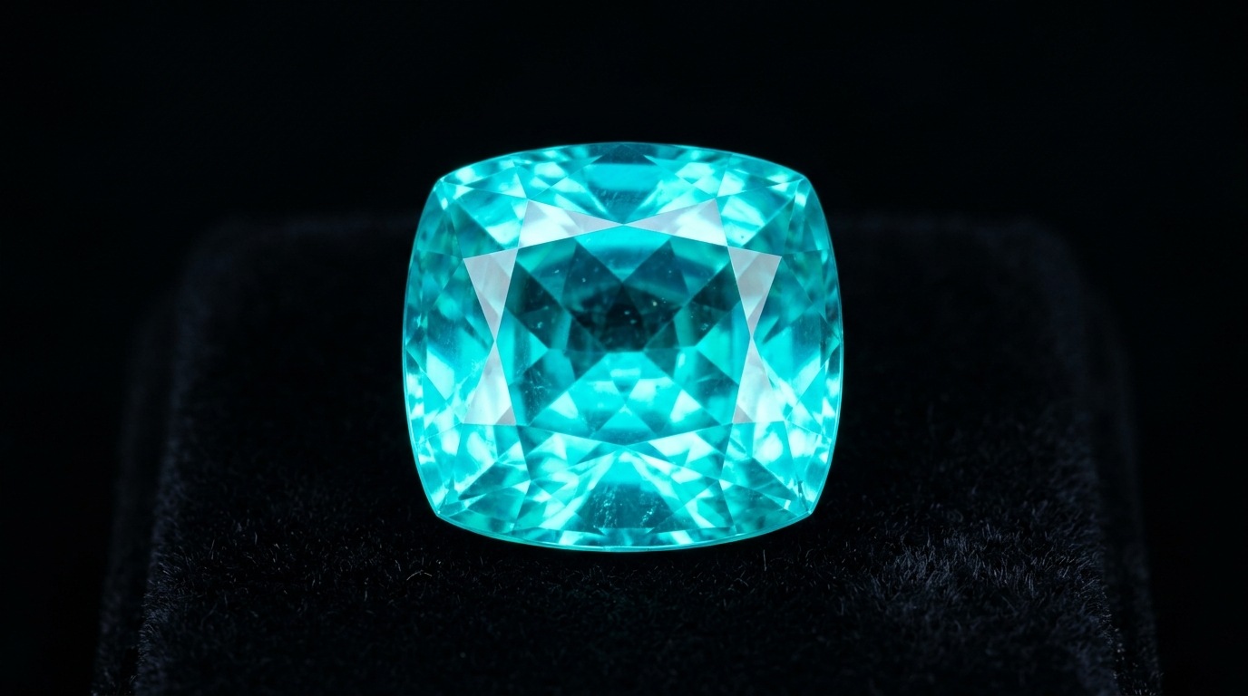 Turmalina paraíba com cor azul-esverdeada elétrica neon, pedra preciosa brasileira mais cara do mundo