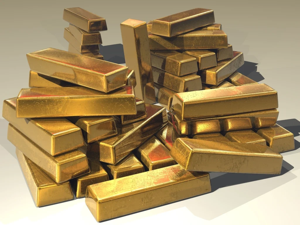 Lingotes de ouro 24k armazenados em cofre de alta segurança para custódia de investimentos