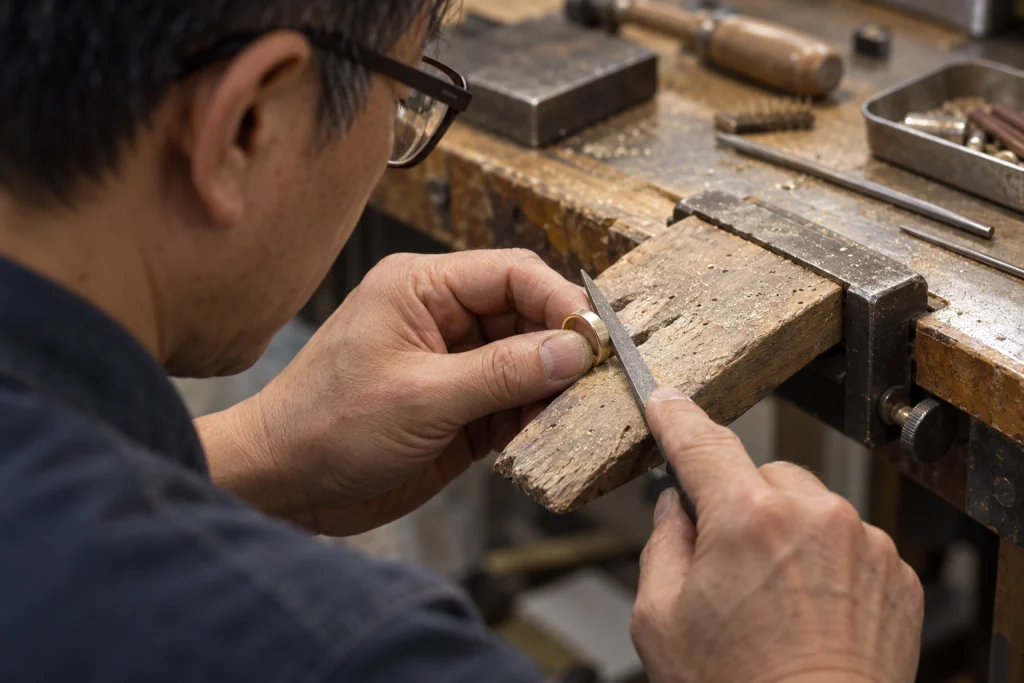 Fabricação de joias na Coreia do Sul: acabamento de aliança